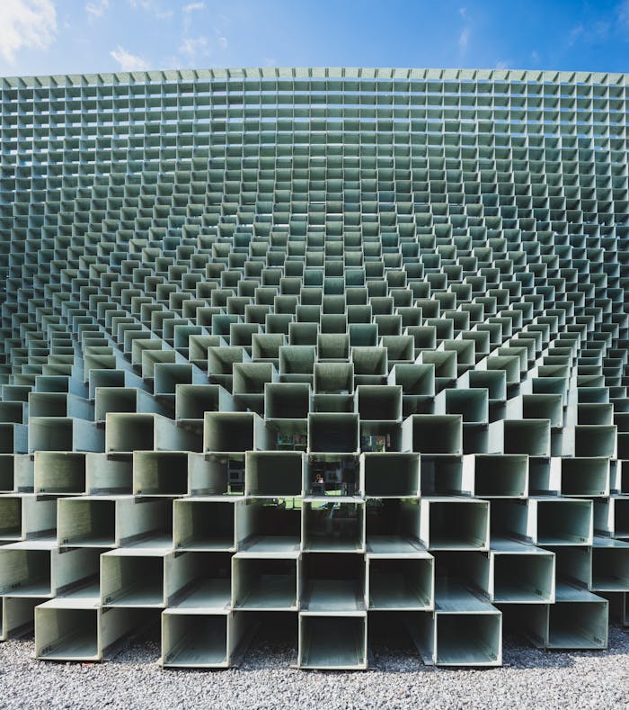 services-04 A modern architectural metal structure with geometric design in Toronto.